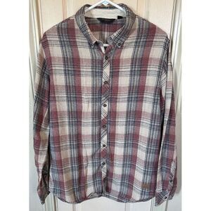 Outpost Makers Mens Lg Multicolored Plaid Long Sleeve Full Button Flannel Shirt